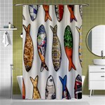 Fish Sardines Motive Pattern Shower Curtain 48  x 72  (Small)  Curtain(48  X 72 ) - 42.18 x64.8  Curtain(48  X 72 )