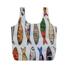 Fish Sardines Motive Pattern Full Print Recycle Bags (m)  by Sapixe