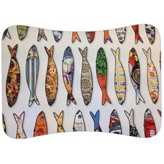 Fish Sardines Motive Pattern Velour Seat Head Rest Cushion by Sapixe