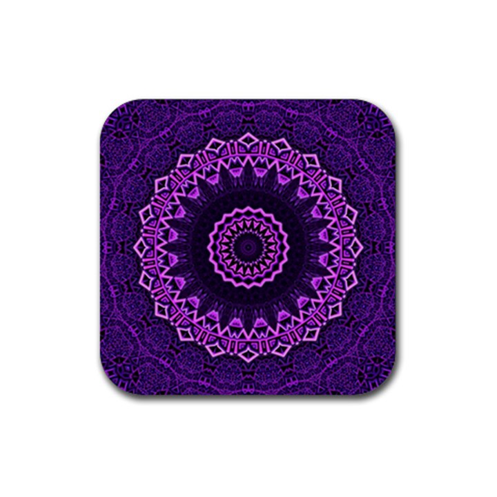 Mandala Purple Mandalas Balance Rubber Coaster (Square) 