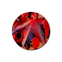 Wine Partner Wild Vine Leaves Plant Rubber Coaster (round)  by Sapixe