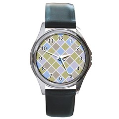 Background Paper Texture Motive Round Metal Watch