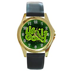 Motivation Live Courage Enjoy Life Round Gold Metal Watch by Sapixe