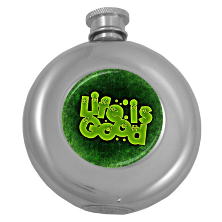 Motivation Live Courage Enjoy Life Round Hip Flask (5 oz)