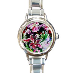 Lilac And Lillies 3 Round Italian Charm Watch by bestdesignintheworld