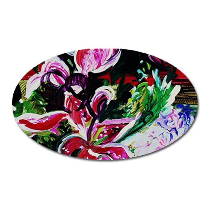 Lilac And Lillies 3 Oval Magnet