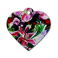 Lilac And Lillies 3 Dog Tag Heart (one Side) by bestdesignintheworld