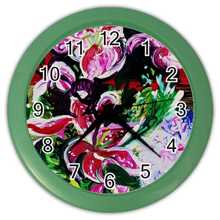 Lilac And Lillies 3 Color Wall Clocks