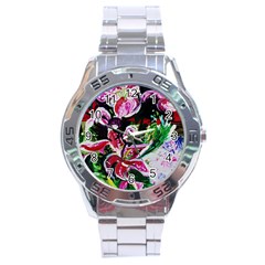 Lilac And Lillies 3 Stainless Steel Analogue Watch by bestdesignintheworld