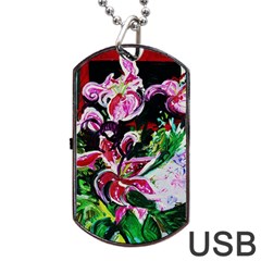 Lilac And Lillies 3 Dog Tag Usb Flash (one Side) by bestdesignintheworld