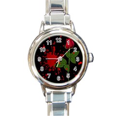 Background Texture Stain Round Italian Charm Watch