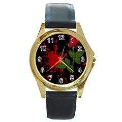 Background Texture Stain Round Gold Metal Watch