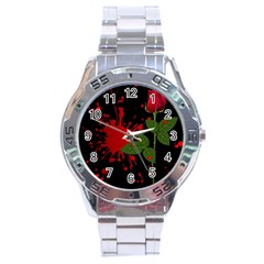 Background Texture Stain Stainless Steel Analogue Watch