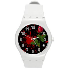 Background Texture Stain Round Plastic Sport Watch (M)