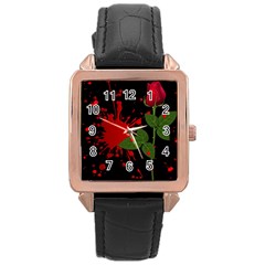 Background Texture Stain Rose Gold Leather Watch 