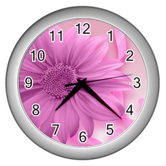 Flower Design Romantic Wall Clocks (silver)  by Sapixe