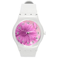 Flower Design Romantic Round Plastic Sport Watch (m) by Sapixe