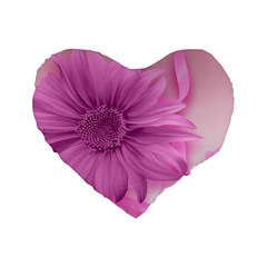 Flower Design Romantic Standard 16  Premium Flano Heart Shape Cushions by Sapixe