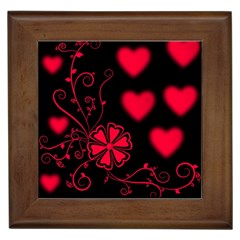 Background Hearts Ornament Romantic Framed Tiles by Sapixe