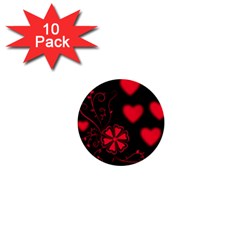 Background Hearts Ornament Romantic 1  Mini Buttons (10 Pack)  by Sapixe