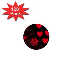 Background Hearts Ornament Romantic 1  Mini Buttons (100 Pack)  by Sapixe