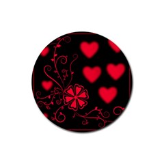 Background Hearts Ornament Romantic Rubber Round Coaster (4 Pack)  by Sapixe