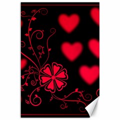 Background Hearts Ornament Romantic Canvas 12  X 18   by Sapixe