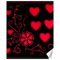 Background Hearts Ornament Romantic Canvas 11  X 14   by Sapixe