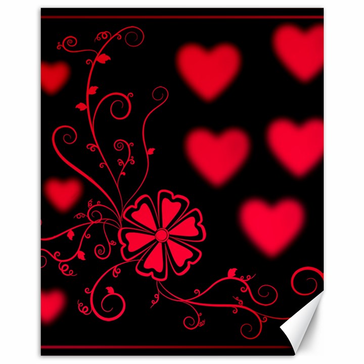 Background Hearts Ornament Romantic Canvas 11  x 14  