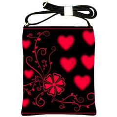 Background Hearts Ornament Romantic Shoulder Sling Bags by Sapixe