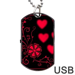 Background Hearts Ornament Romantic Dog Tag Usb Flash (two Sides) by Sapixe