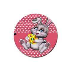 Illustration Rabbit Easter Rubber Round Coaster (4 Pack)  by Sapixe