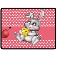 Illustration Rabbit Easter Fleece Blanket (large)  by Sapixe