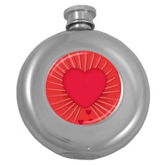 Background Texture Heart Love Round Hip Flask (5 Oz) by Sapixe