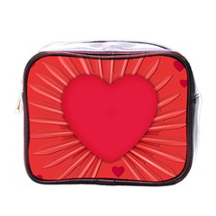 Background Texture Heart Love Mini Toiletries Bags by Sapixe