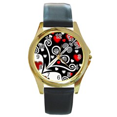 Ornament Background Round Gold Metal Watch