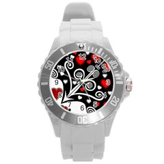 Ornament Background Round Plastic Sport Watch (L)