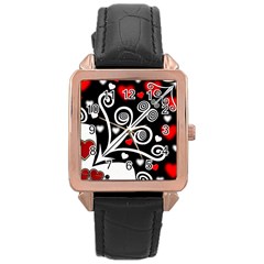 Ornament Background Rose Gold Leather Watch 