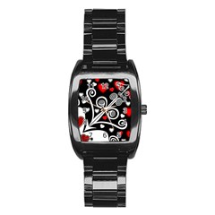 Ornament Background Stainless Steel Barrel Watch