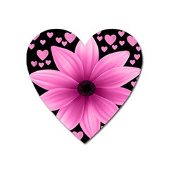 Flower Plant Floral Petal Nature Heart Magnet by Sapixe