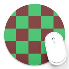 Background Checkers Squares Tile Round Mousepads by Sapixe