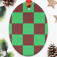 Background Checkers Squares Tile Ornament (oval) by Sapixe