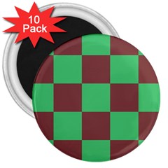 Background Checkers Squares Tile 3  Magnets (10 Pack)  by Sapixe