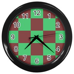 Background Checkers Squares Tile Wall Clocks (black) by Sapixe