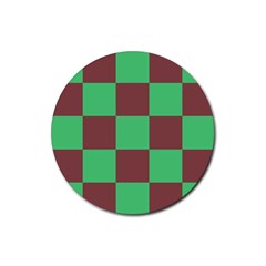 Background Checkers Squares Tile Rubber Coaster (round)  by Sapixe