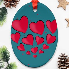 Background Desktop Hearts Heart Oval Ornament (two Sides) by Sapixe