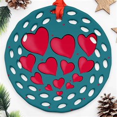 Background Desktop Hearts Heart Round Filigree Ornament (two Sides)