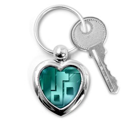 Green Figures Rectangles Squares Mirror Key Chains (heart)  by Sapixe