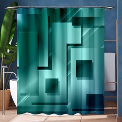 Green Figures Rectangles Squares Mirror Shower Curtain 60  X 72  (medium)  by Sapixe