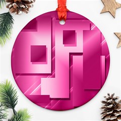 Pink Figures Rectangles Squares Mirror Ornament (round) by Sapixe